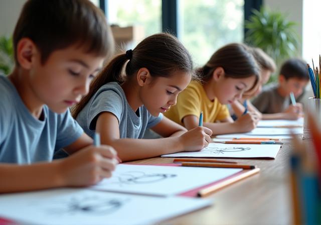 Estudiantes en clase de dibujo